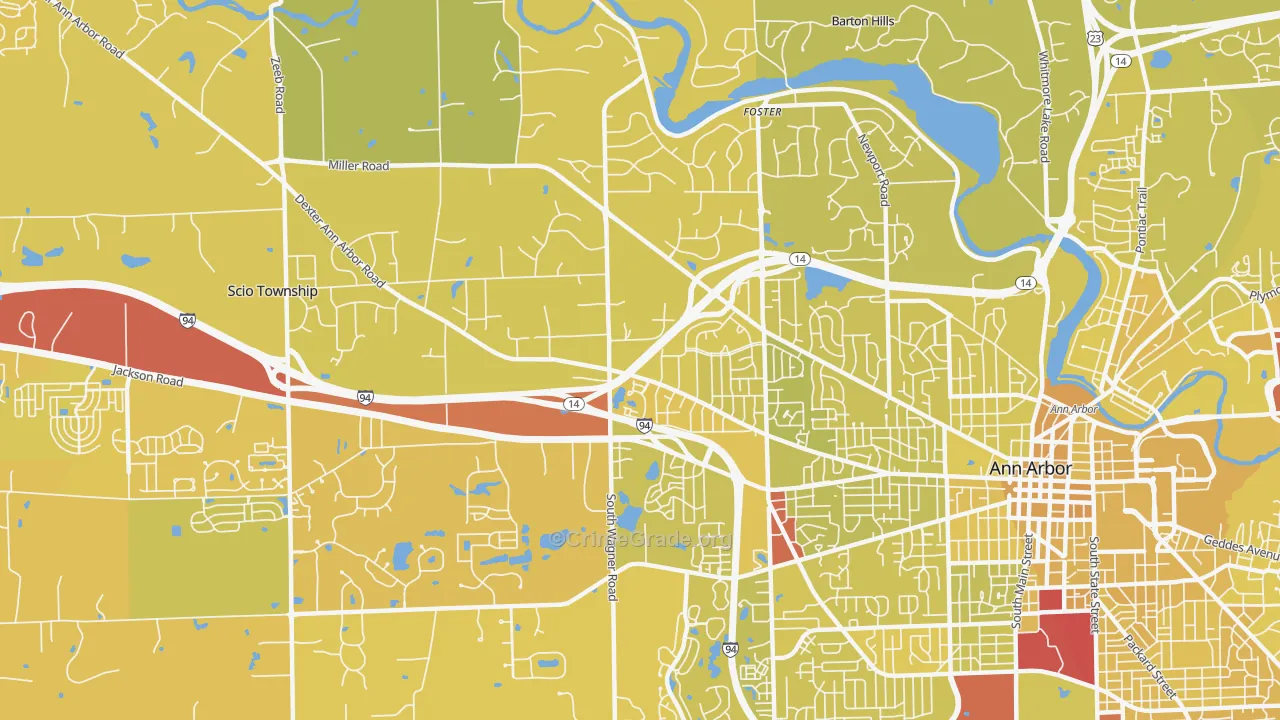 Abbot, Ann Arbor, MI Map of Vehicle Theft Rates
