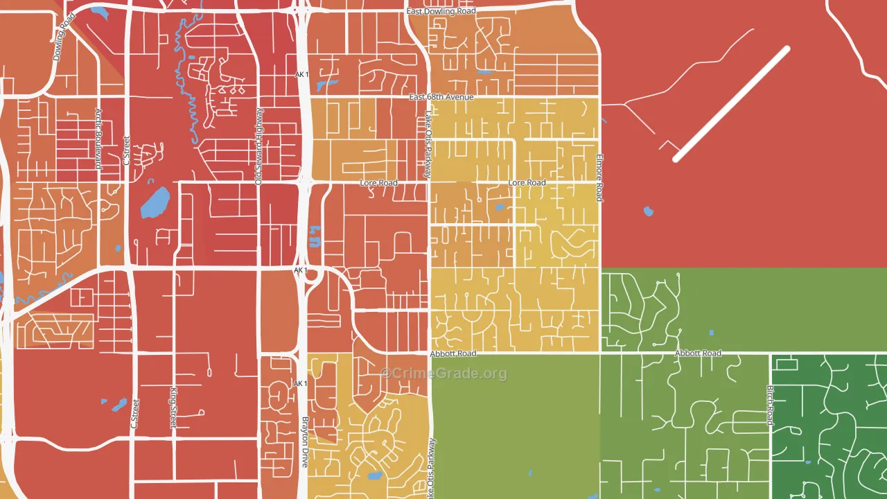 Abbott Loop, Anchorage, AK Map of Vehicle Theft Rates