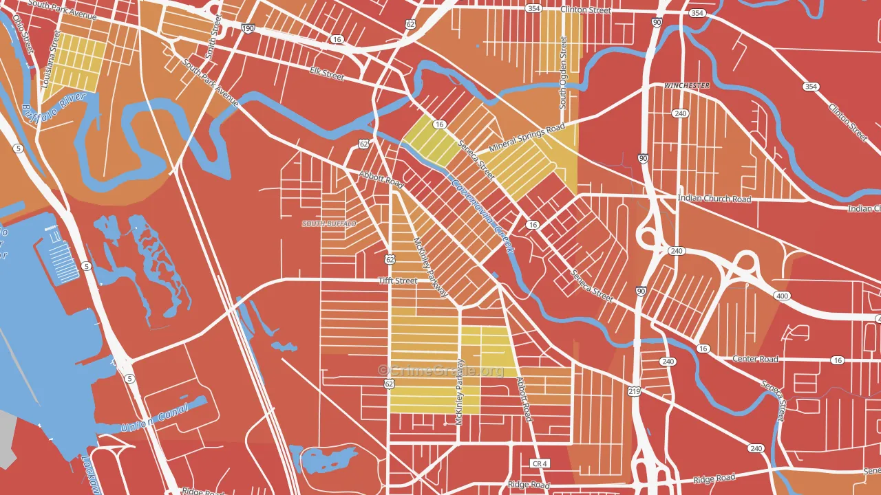 Abbott McKinley, Buffalo, NY Map of Vehicle Theft Rates