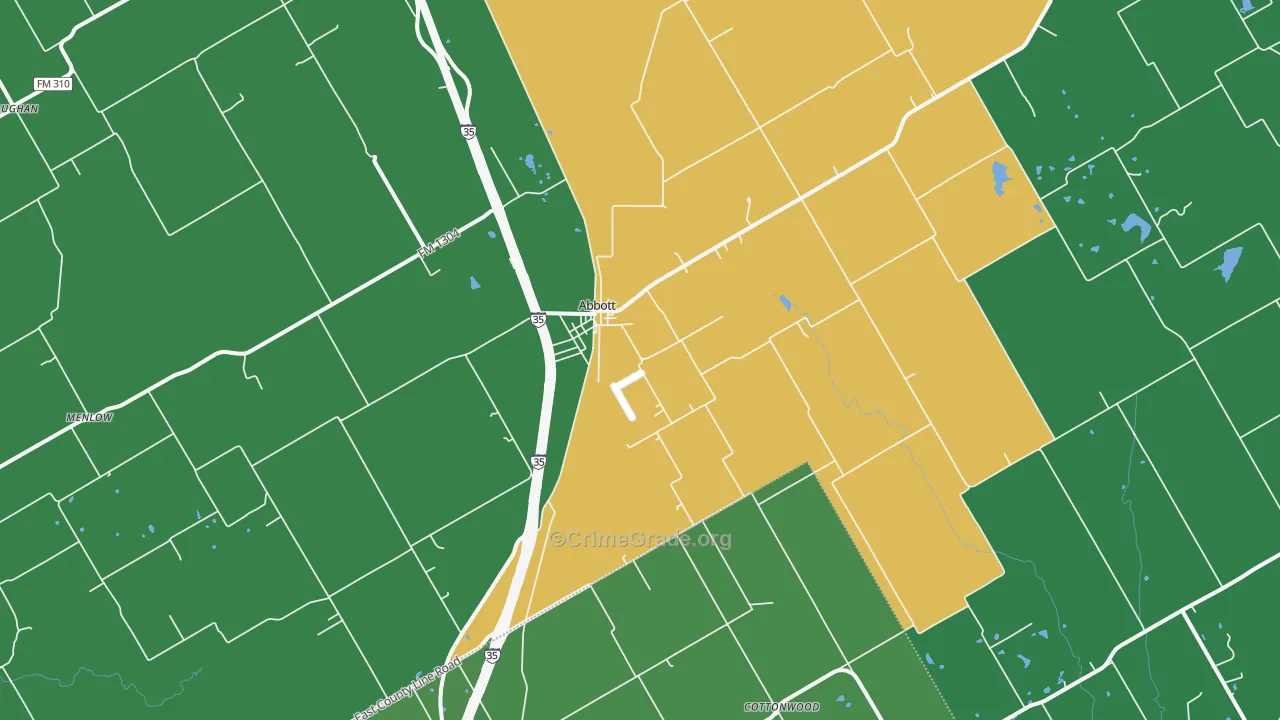 Abbott, TX Map of Vehicle Theft Rates