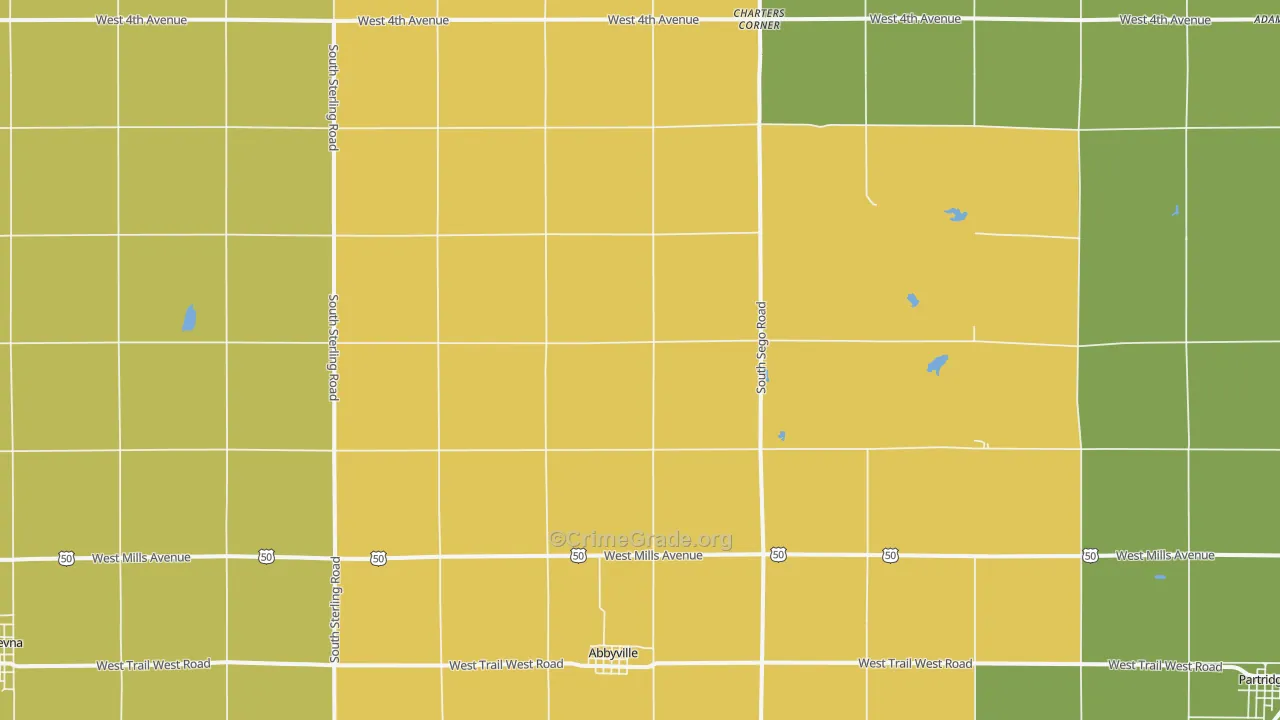 Abbyville, KS Map of Vehicle Theft Rates