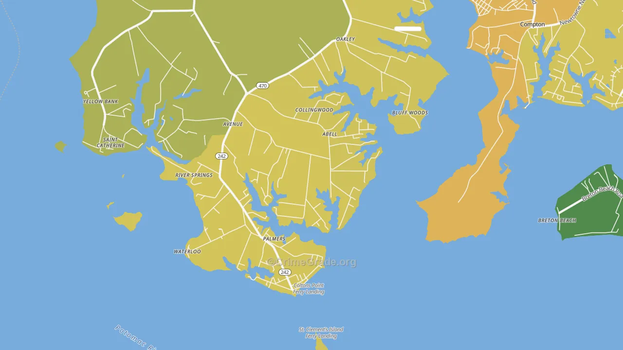 Abell, MD Map of Vehicle Theft Rates