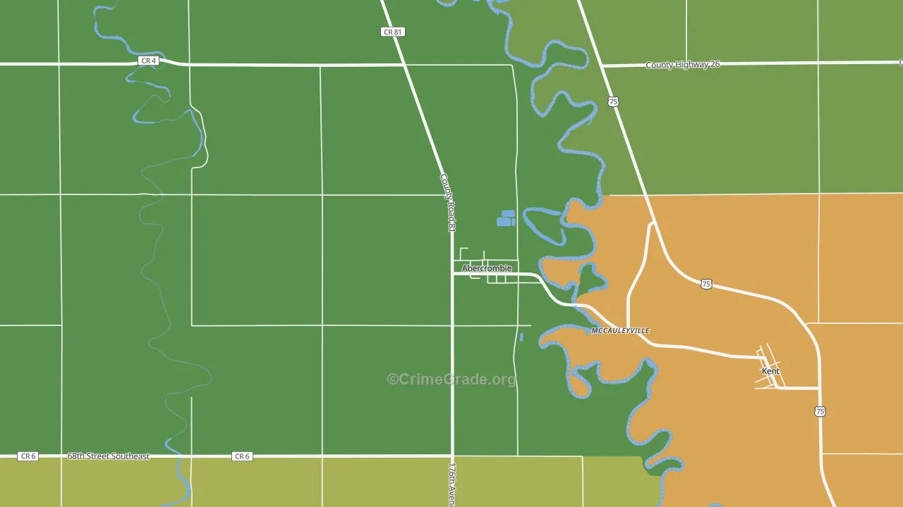 Abercrombie, ND Map of Vehicle Theft Rates
