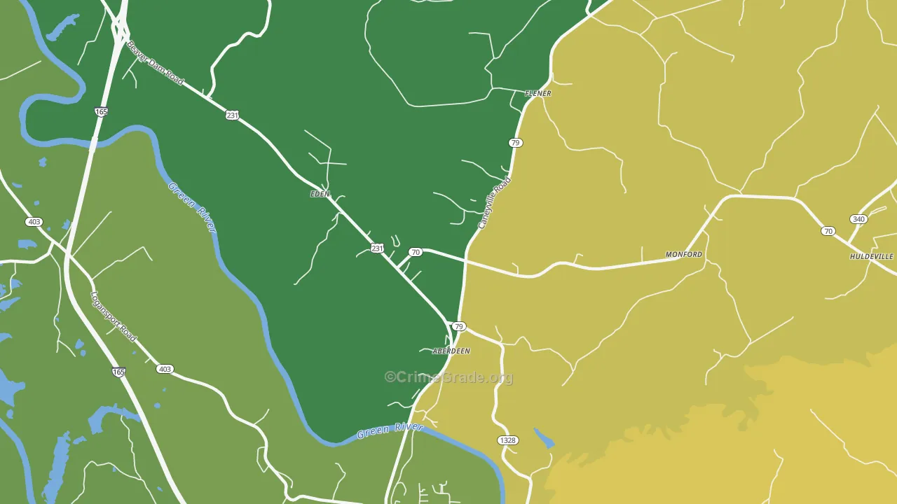 Aberdeen, KY Map of Vehicle Theft Rates