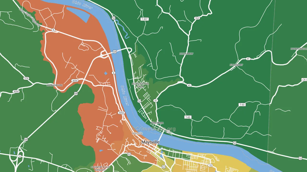 Aberdeen, OH Map of Vehicle Theft Rates
