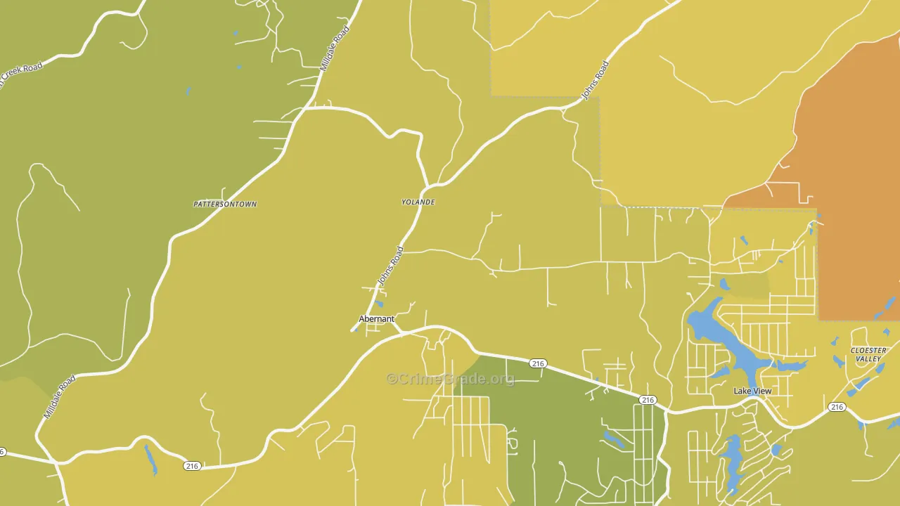 Abernant, AL Map of Vehicle Theft Rates
