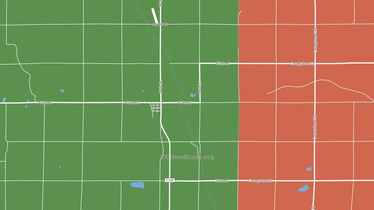 Abie, NE Map of Vehicle Theft Rates