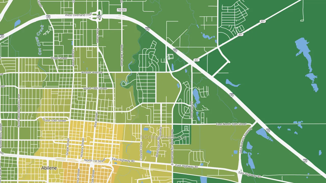 Abilene Heights Area, Abilene, TX Map of Vehicle Theft Rates