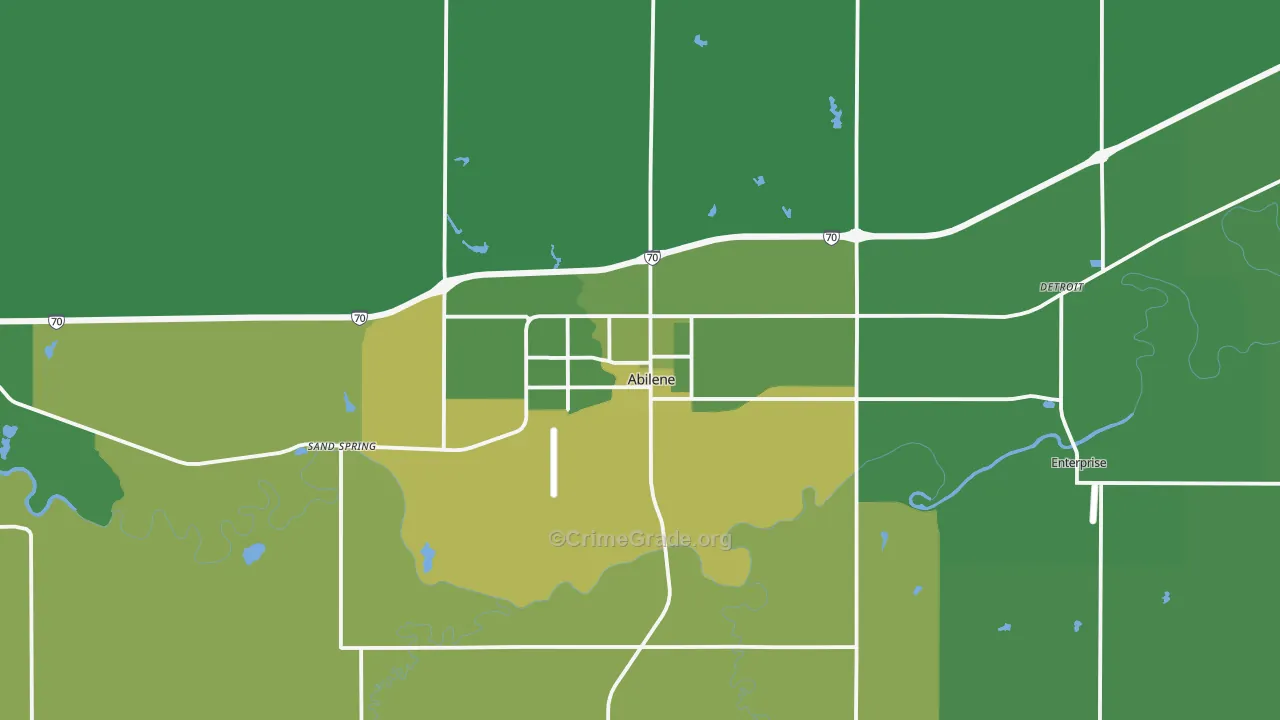 Abilene, KS Map of Vehicle Theft Rates