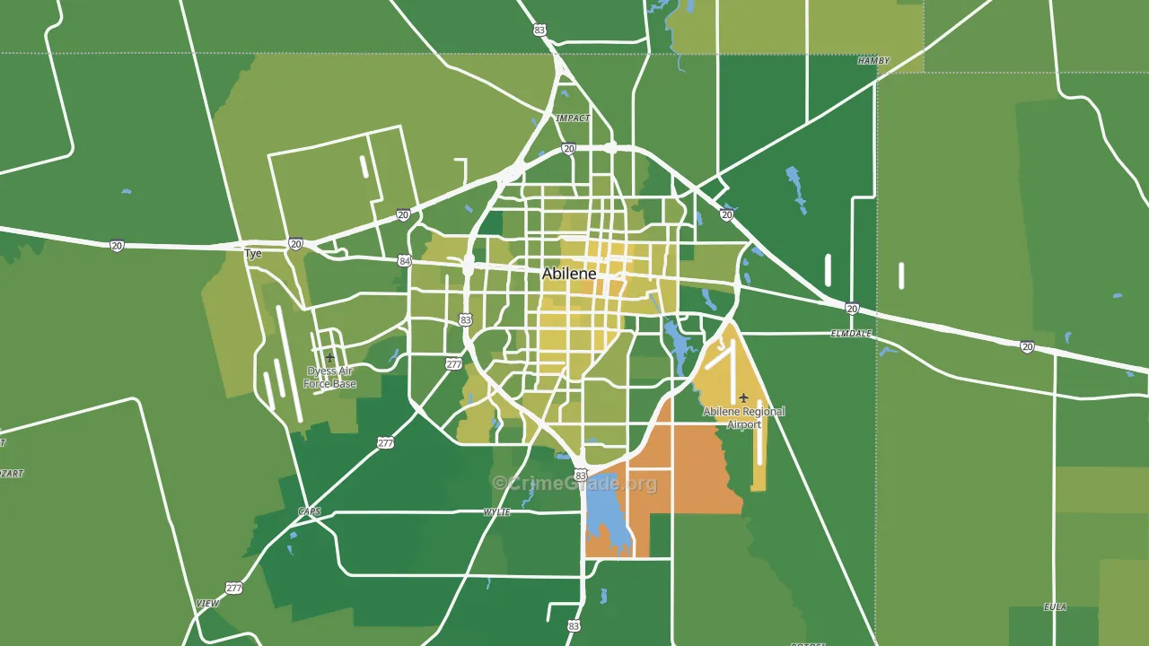Abilene, TX Map of Vehicle Theft Rates