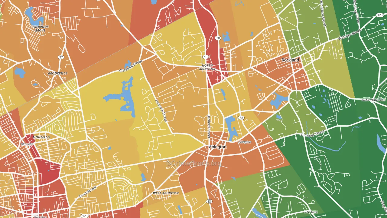 Abington, MA Map of Vehicle Theft Rates