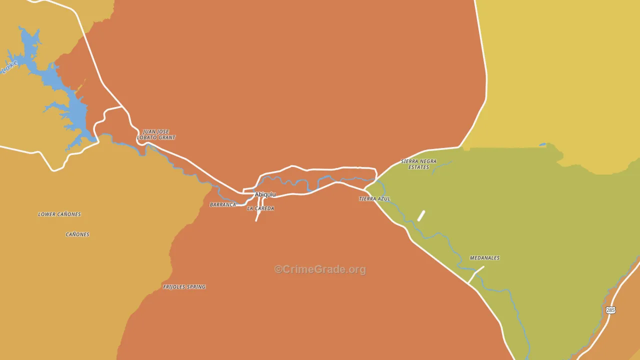 Abiquiu, NM Map of Vehicle Theft Rates