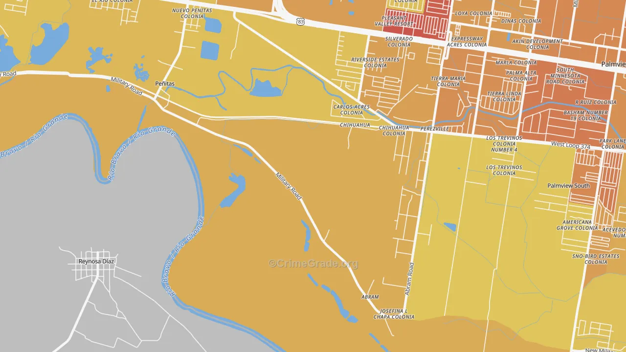 Abram, TX Map of Vehicle Theft Rates