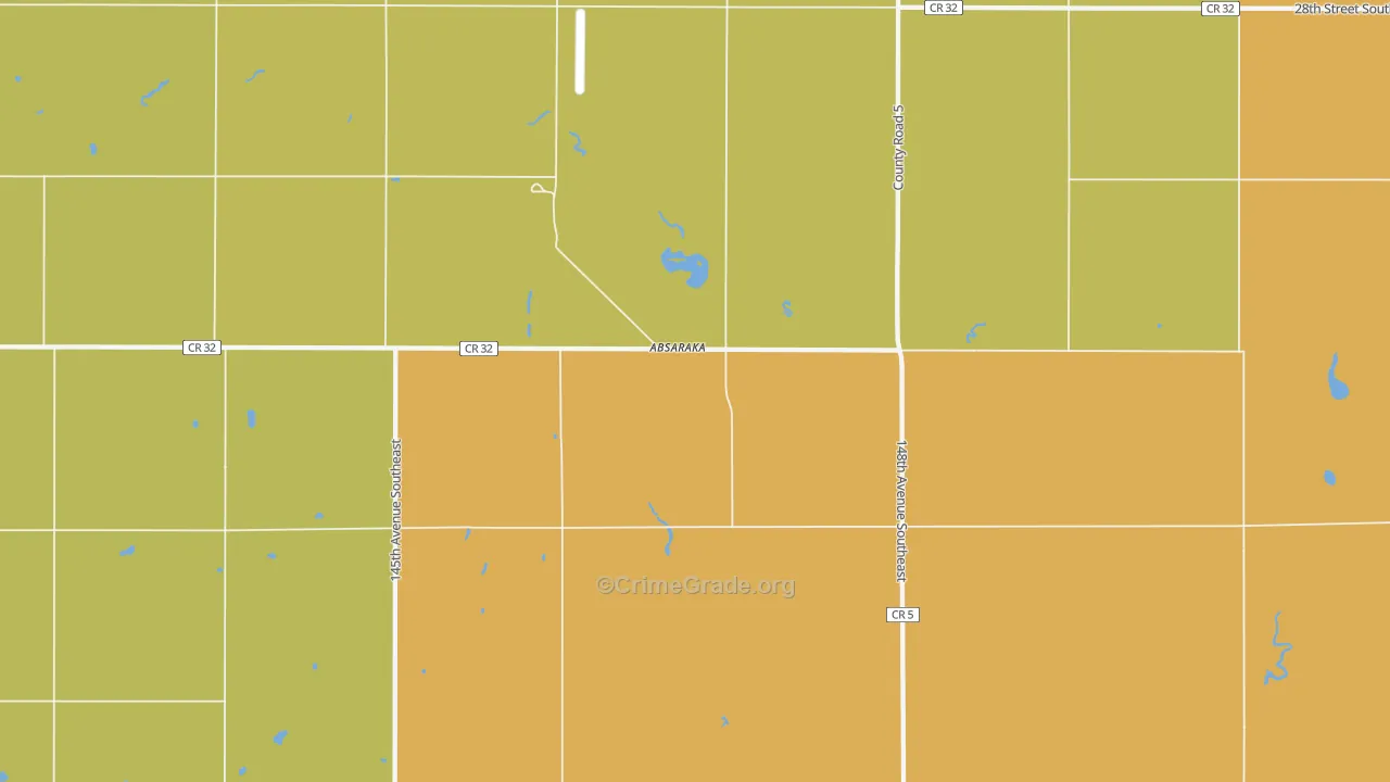 Absaraka, ND Map of Vehicle Theft Rates
