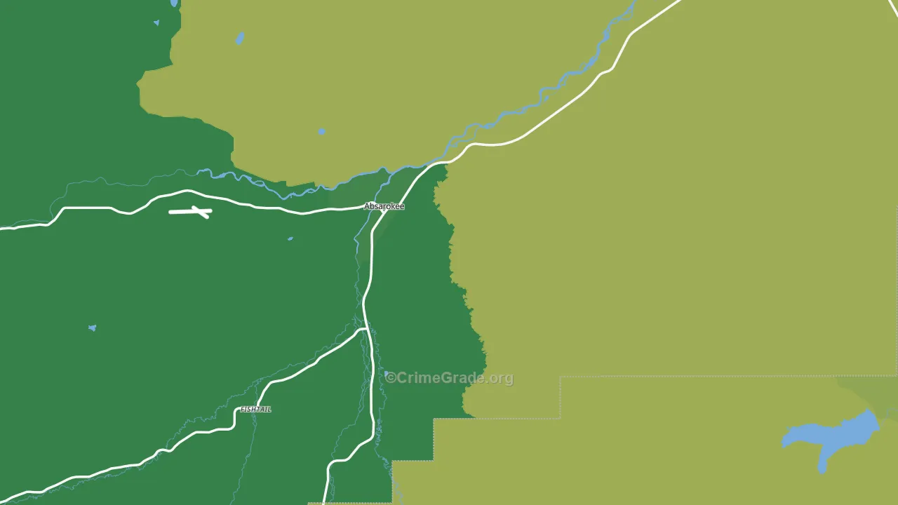 Absarokee, MT Map of Vehicle Theft Rates