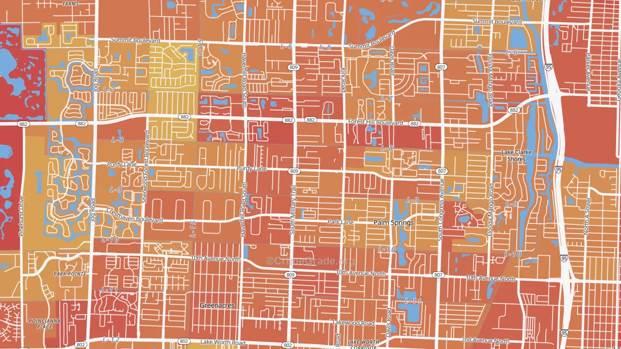 Acacia Villas, FL Map of Vehicle Theft Rates