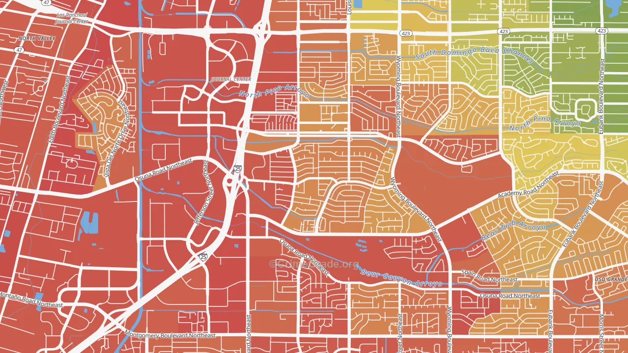 Academy Acres North, Albuquerque, NM Map of Vehicle Theft Rates
