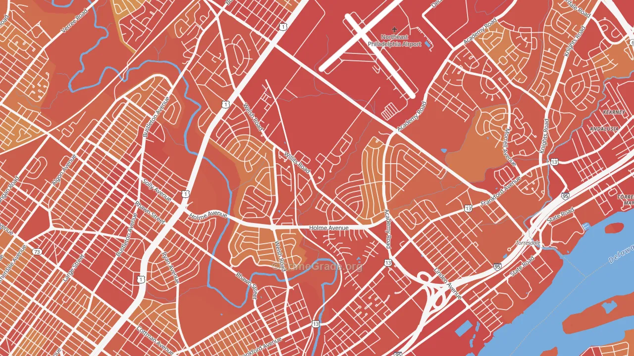 Academy Gardens, Philadelphia, PA Map of Vehicle Theft Rates