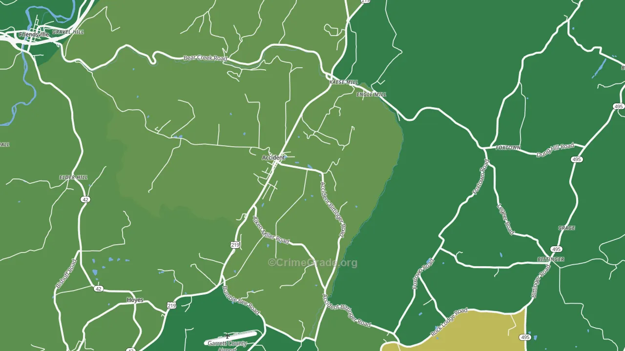 Accident, MD Map of Vehicle Theft Rates
