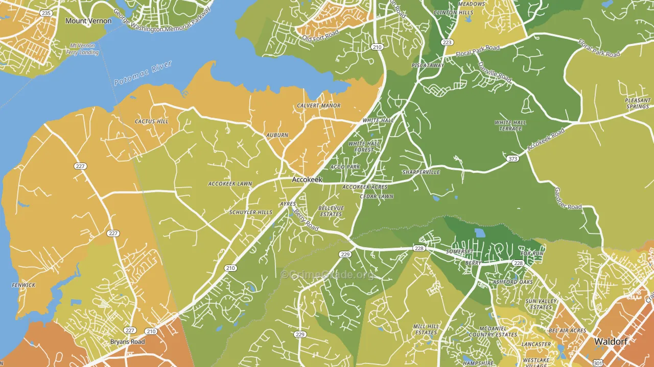 Accokeek, MD Map of Vehicle Theft Rates