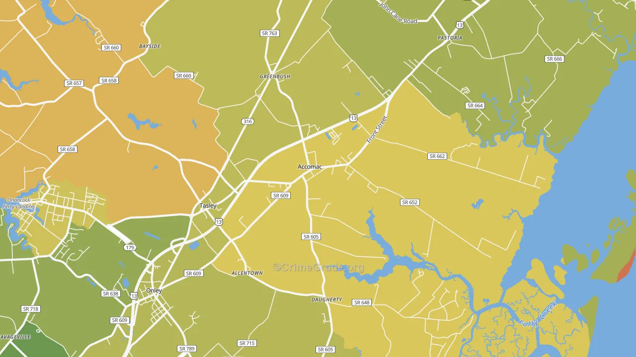 Accomac, VA Map of Vehicle Theft Rates