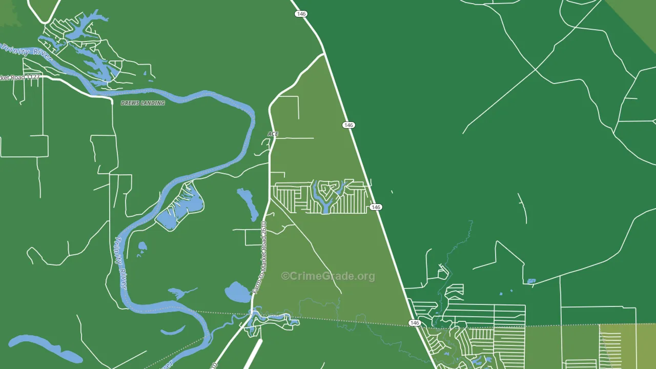 Ace, TX Map of Vehicle Theft Rates