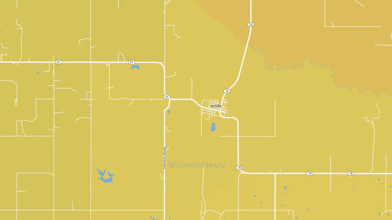 Achille, OK Map of Vehicle Theft Rates