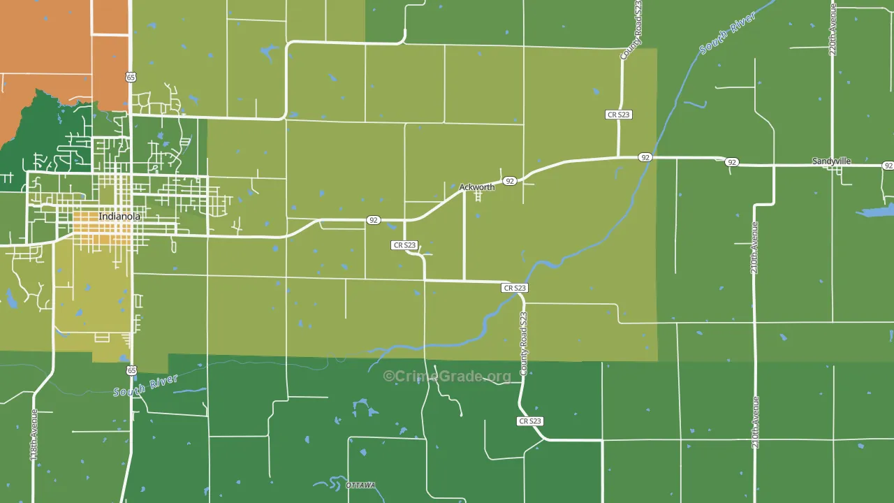Ackworth, IA Map of Vehicle Theft Rates