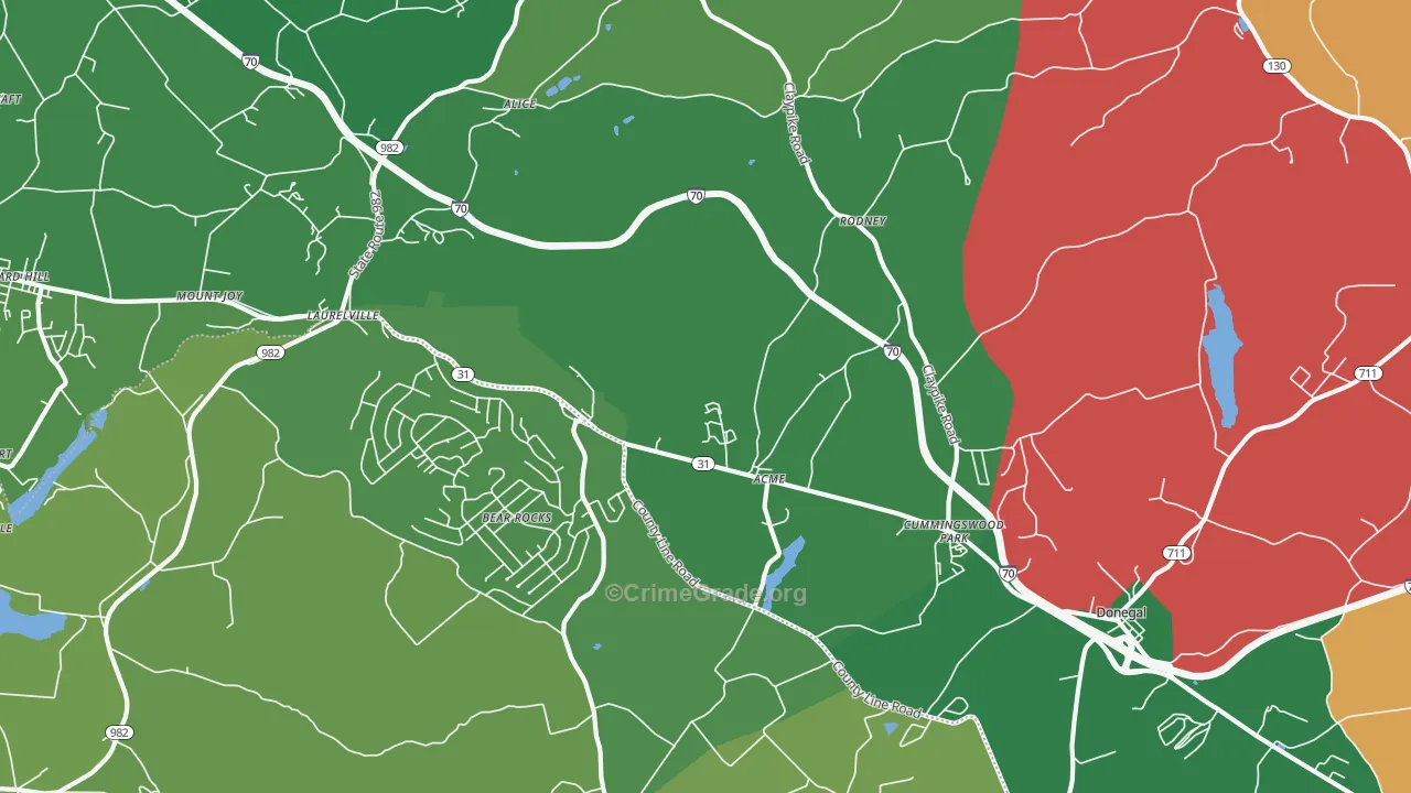 Acme, PA Map of Vehicle Theft Rates