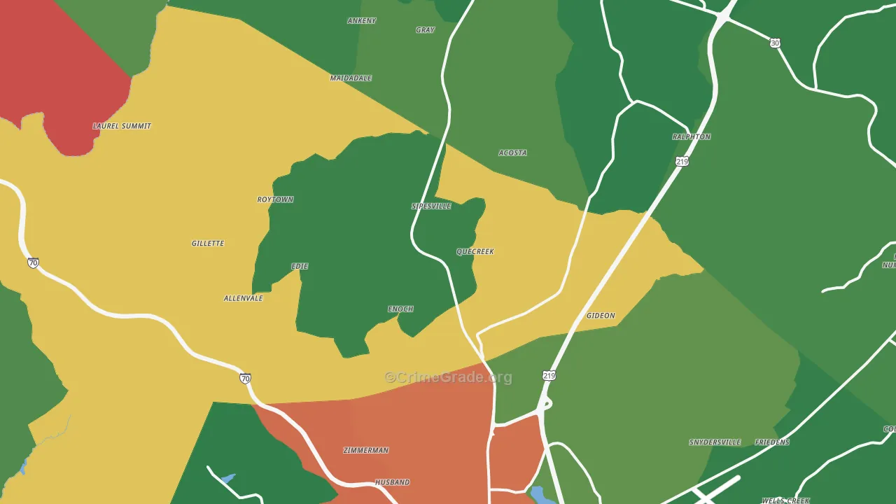 Acosta, PA Map of Vehicle Theft Rates