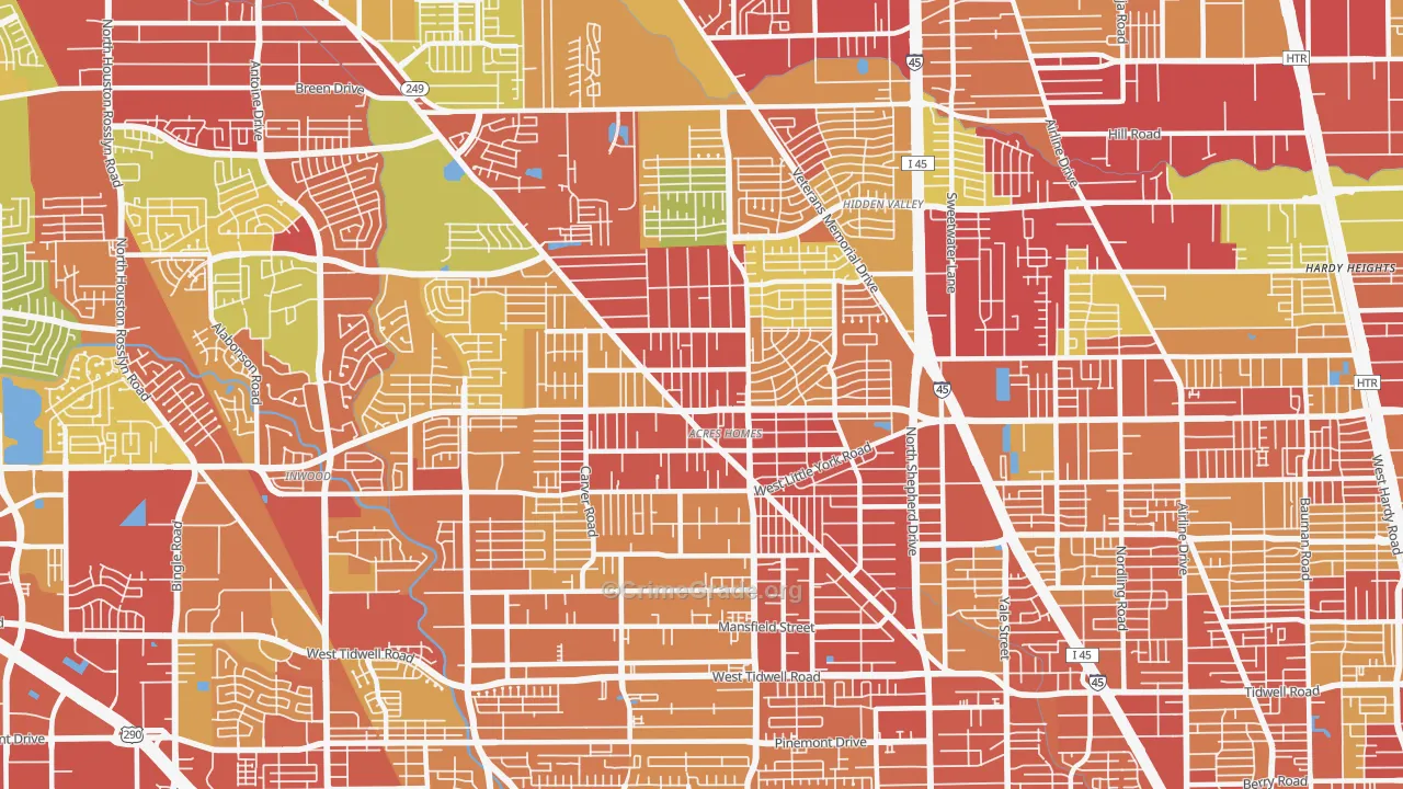 Acres Home, Houston, TX Map of Vehicle Theft Rates