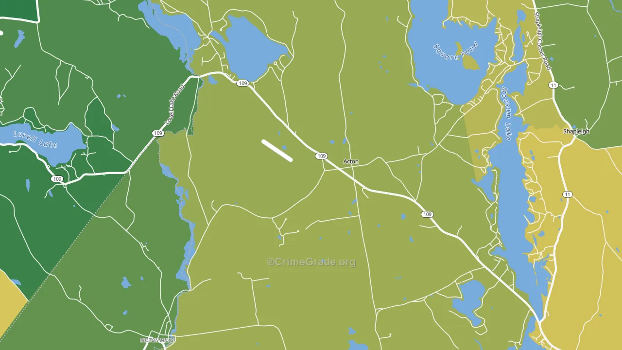 Acton, ME Map of Vehicle Theft Rates