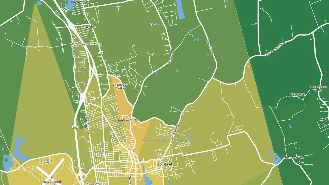 Acushnet, MA Map of Vehicle Theft Rates