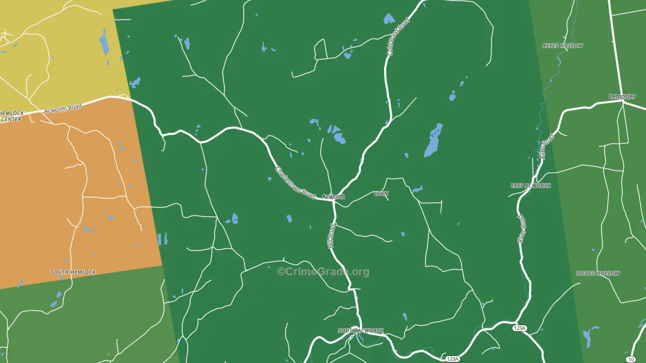 Acworth, NH Map of Vehicle Theft Rates