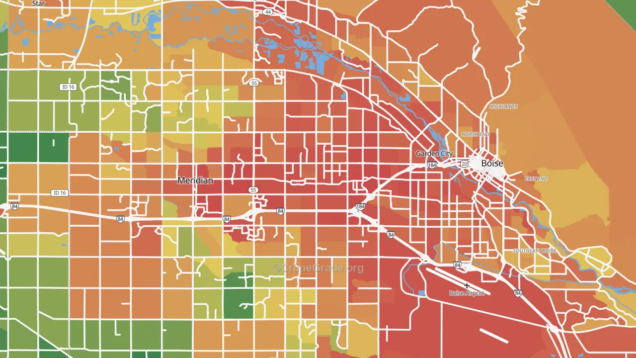 Ada County, ID Map of Vehicle Theft Rates