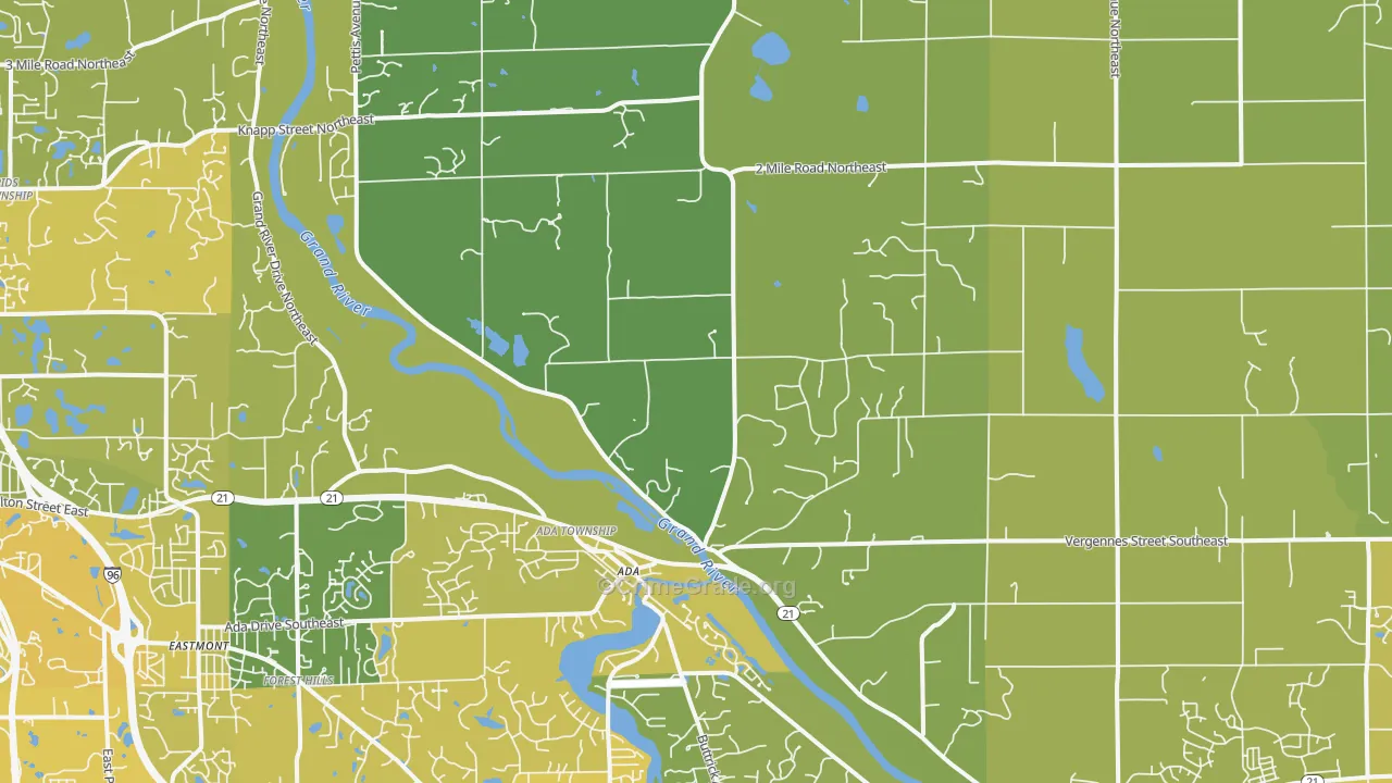 Ada, MI Map of Vehicle Theft Rates
