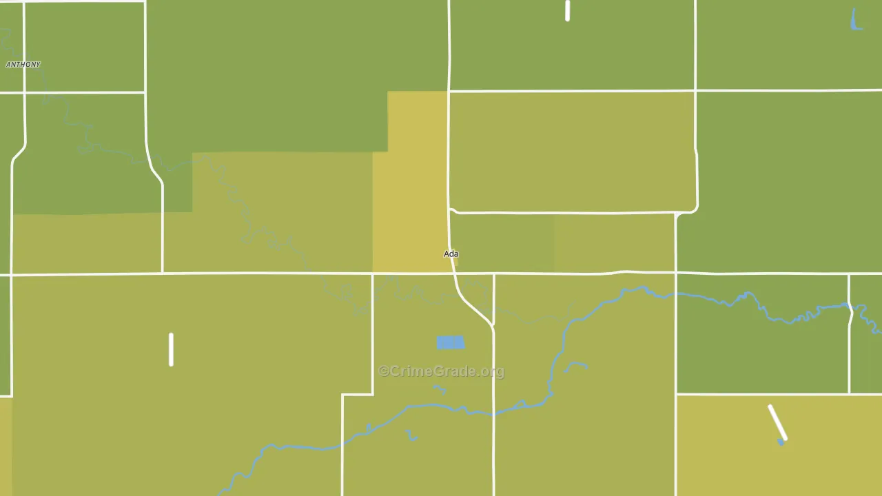 Ada, MN Map of Vehicle Theft Rates