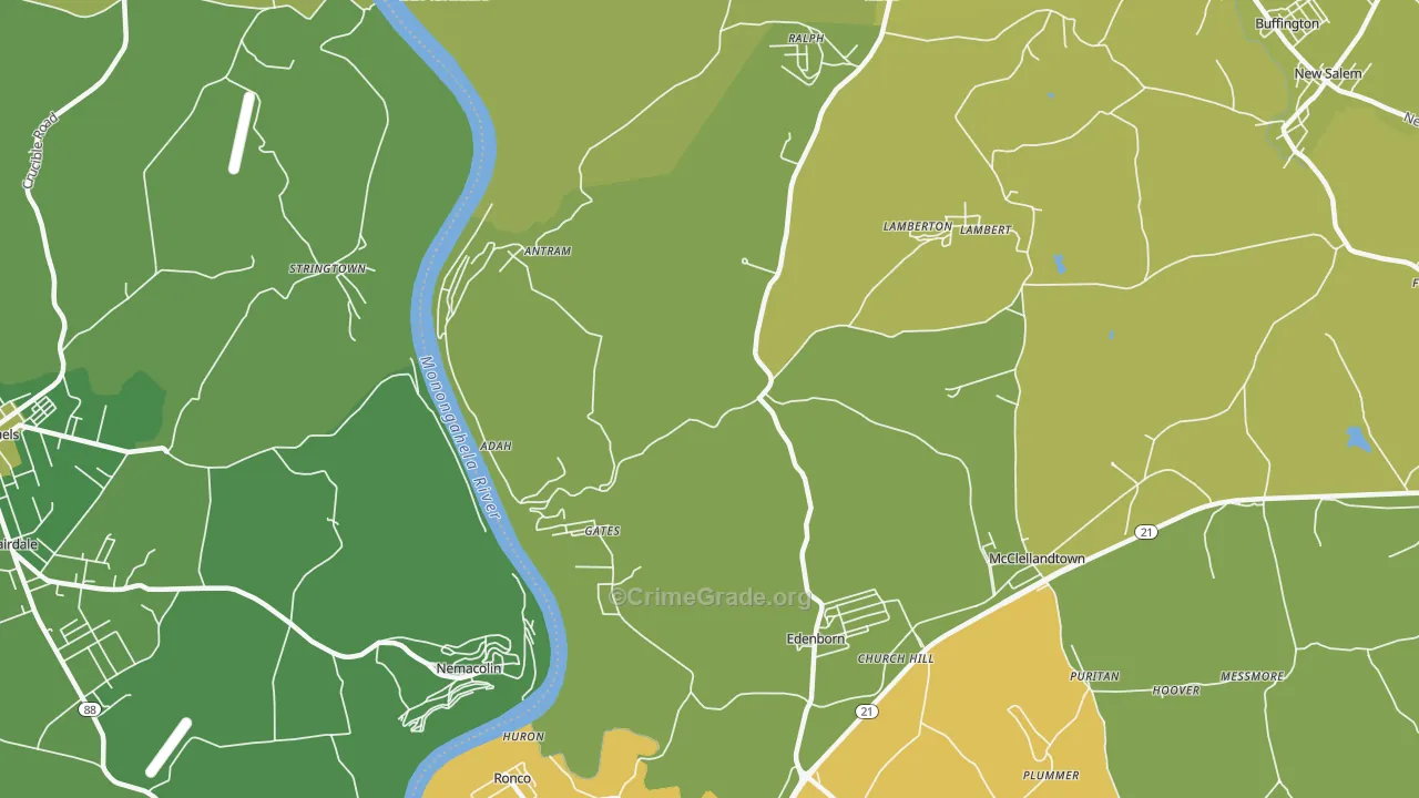 Adah, PA Map of Vehicle Theft Rates