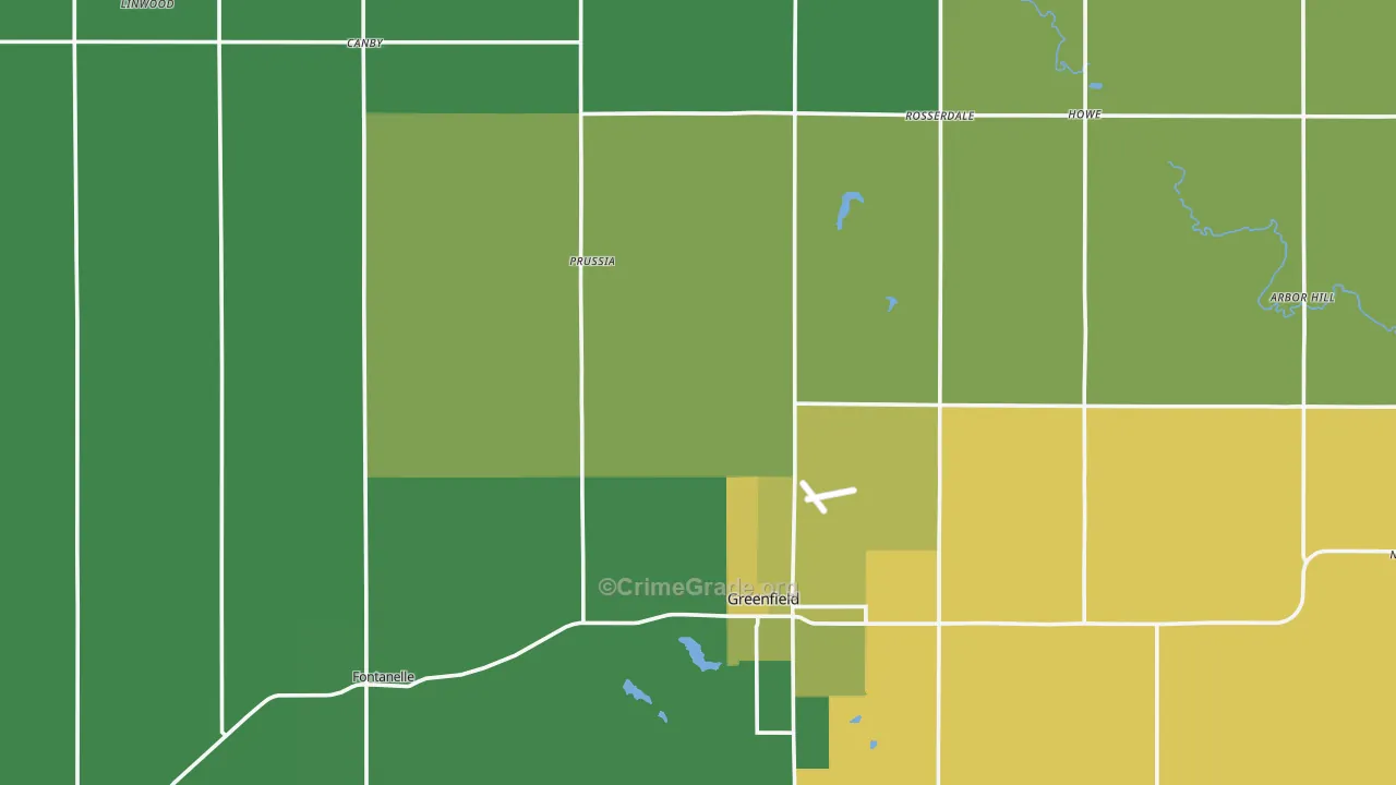 Adair County, IA Map of Vehicle Theft Rates