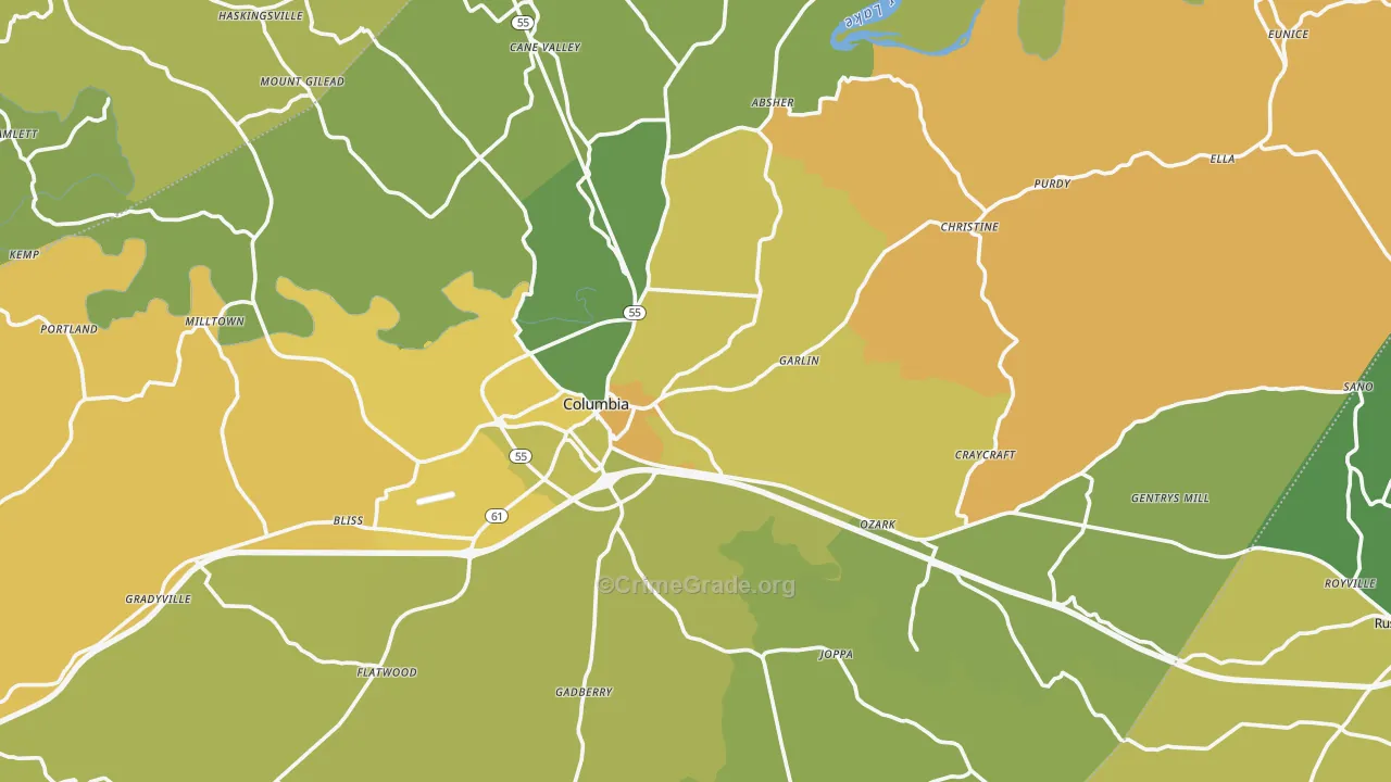 Adair County, KY Map of Vehicle Theft Rates