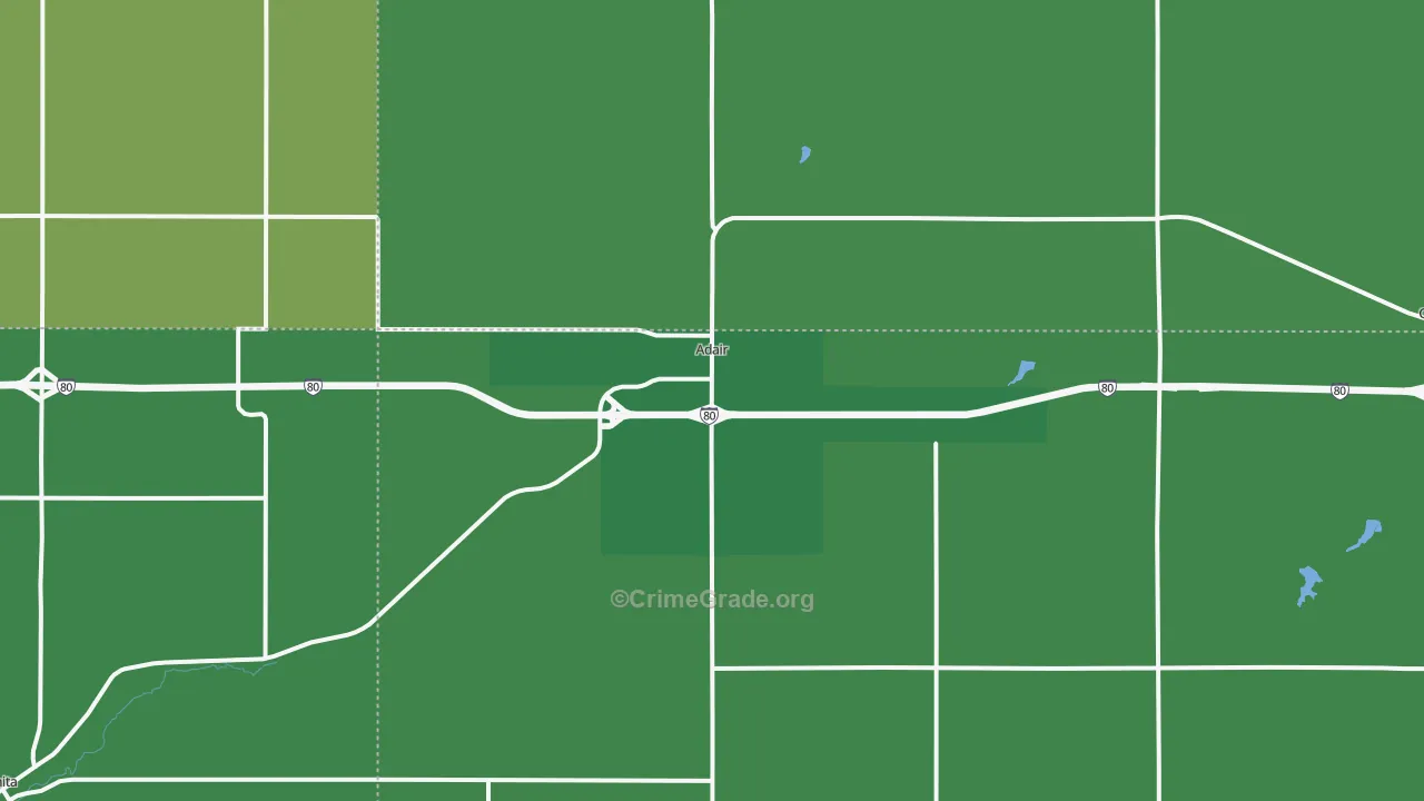 Adair, IA Map of Vehicle Theft Rates