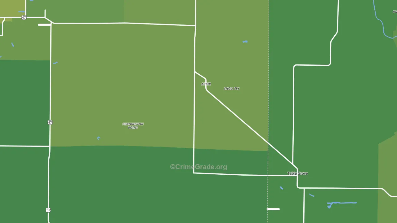 Adair, IL Map of Vehicle Theft Rates