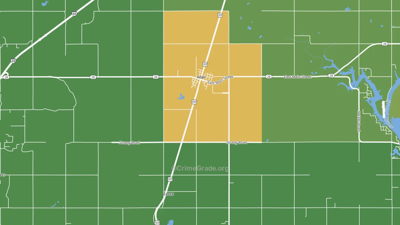 Adair, OK Map of Vehicle Theft Rates