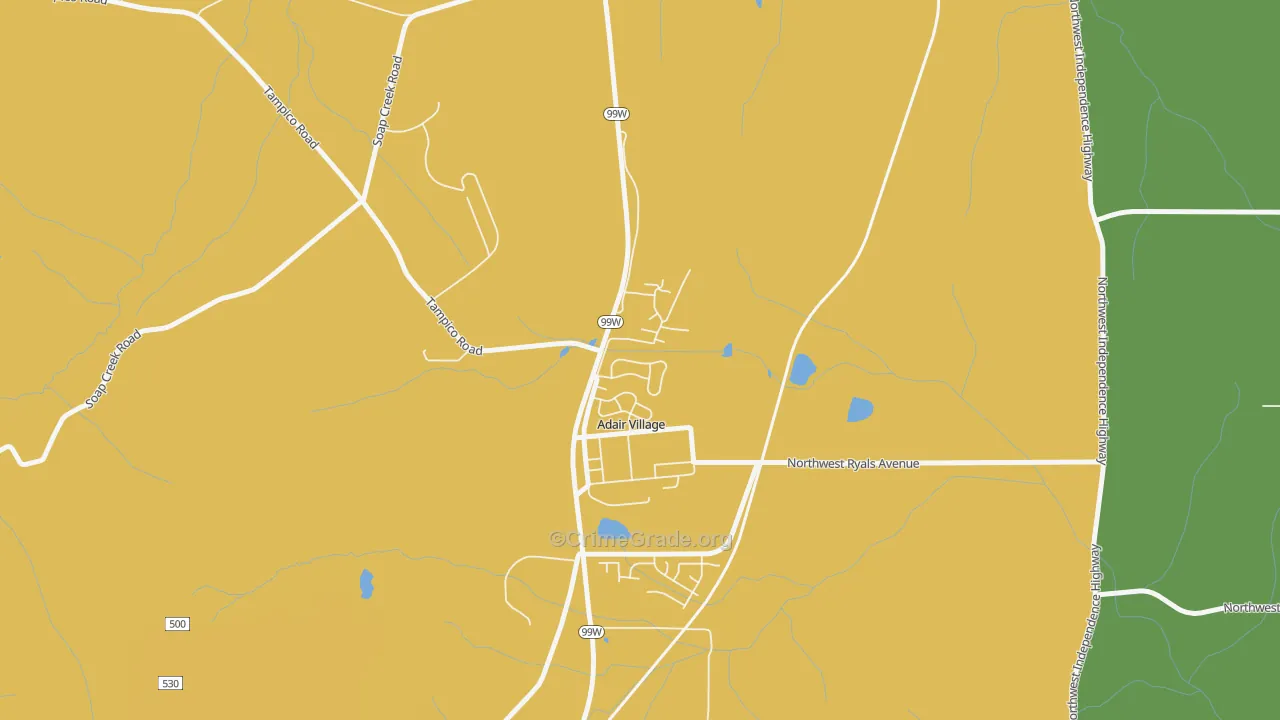 Adair Village, OR Map of Vehicle Theft Rates