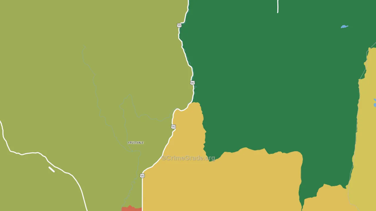 Adams County, ID Map of Vehicle Theft Rates