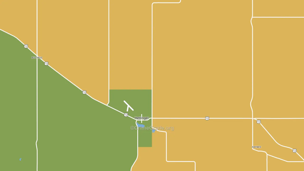 Adams County, ND Map of Vehicle Theft Rates