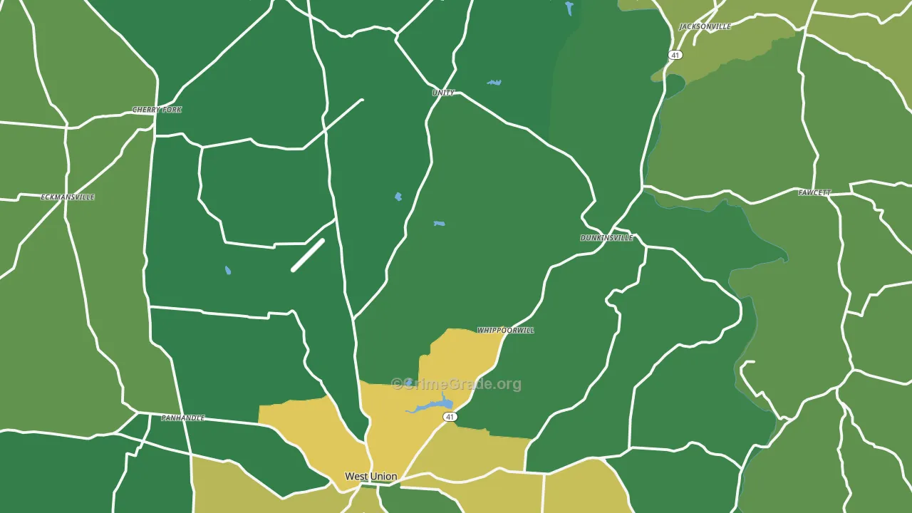 Adams County, OH Map of Vehicle Theft Rates