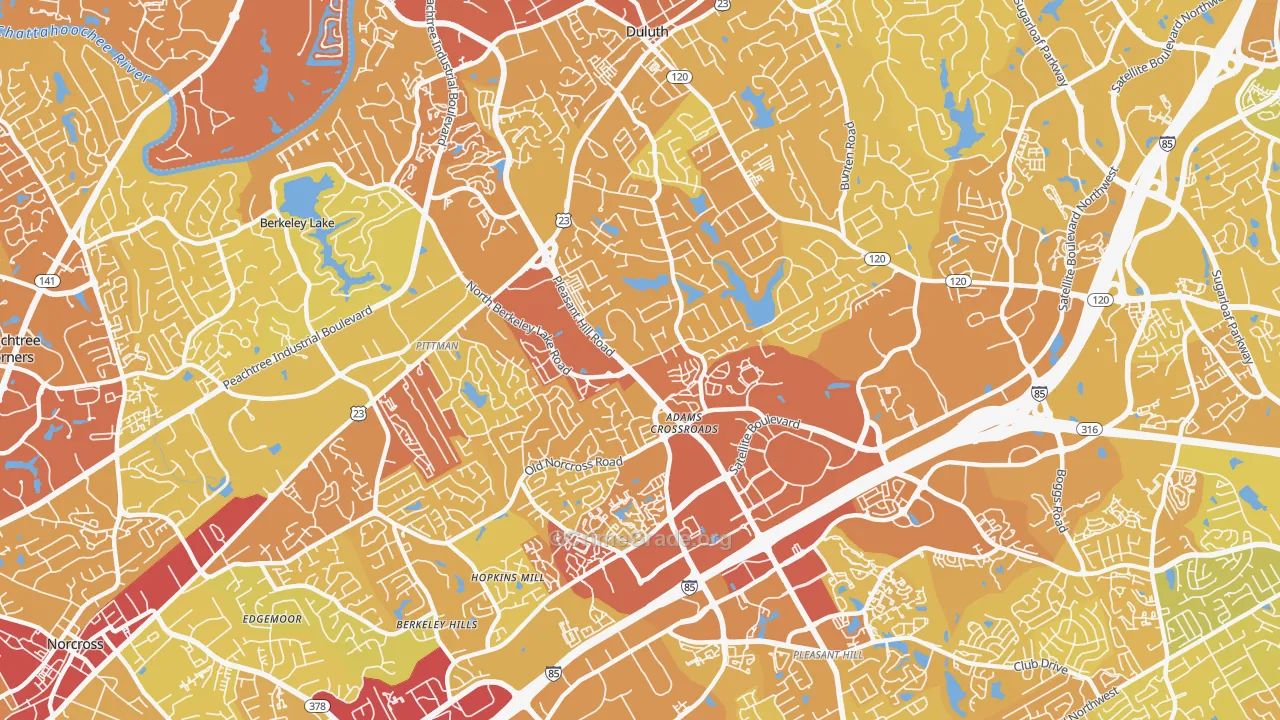 Adams Crossroads, Duluth, GA Map of Vehicle Theft Rates