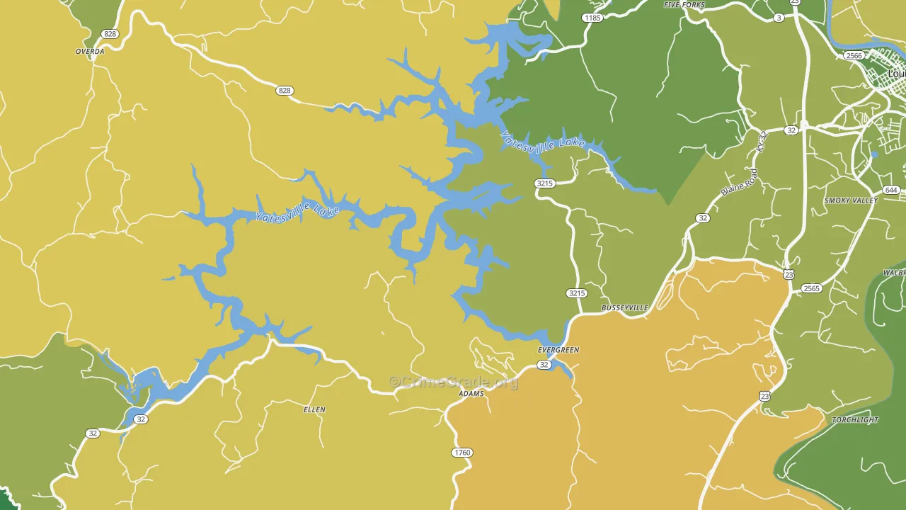 Adams, KY Map of Vehicle Theft Rates