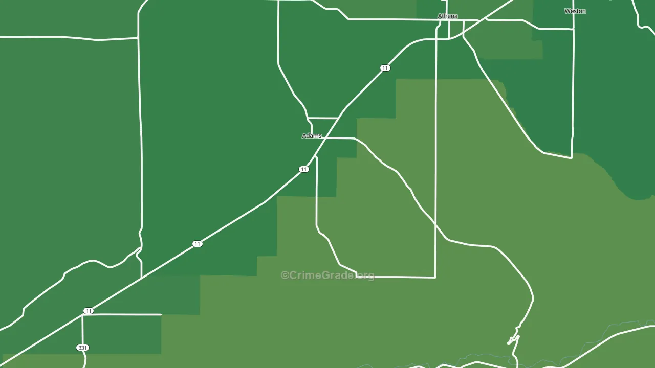 Adams, OR Map of Vehicle Theft Rates